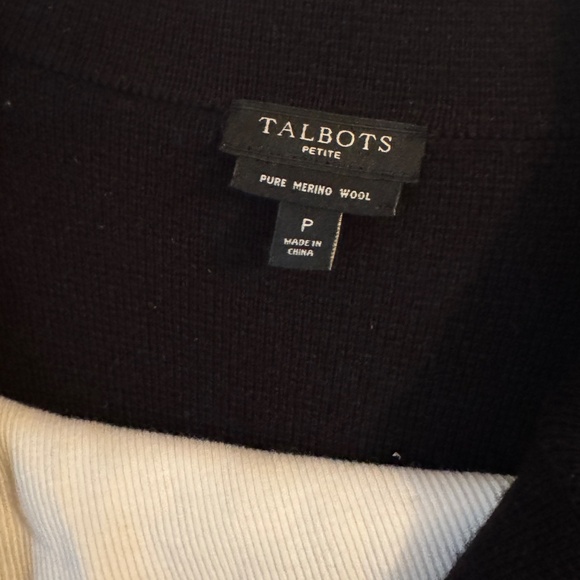 Talbots 100% merino wool black cardigan jacket sweater new size s petite women's - Picture 10 of 10